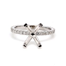 Semi-mount with U-prong set round diamonds.  D0.43ct.t.w.  Size 5