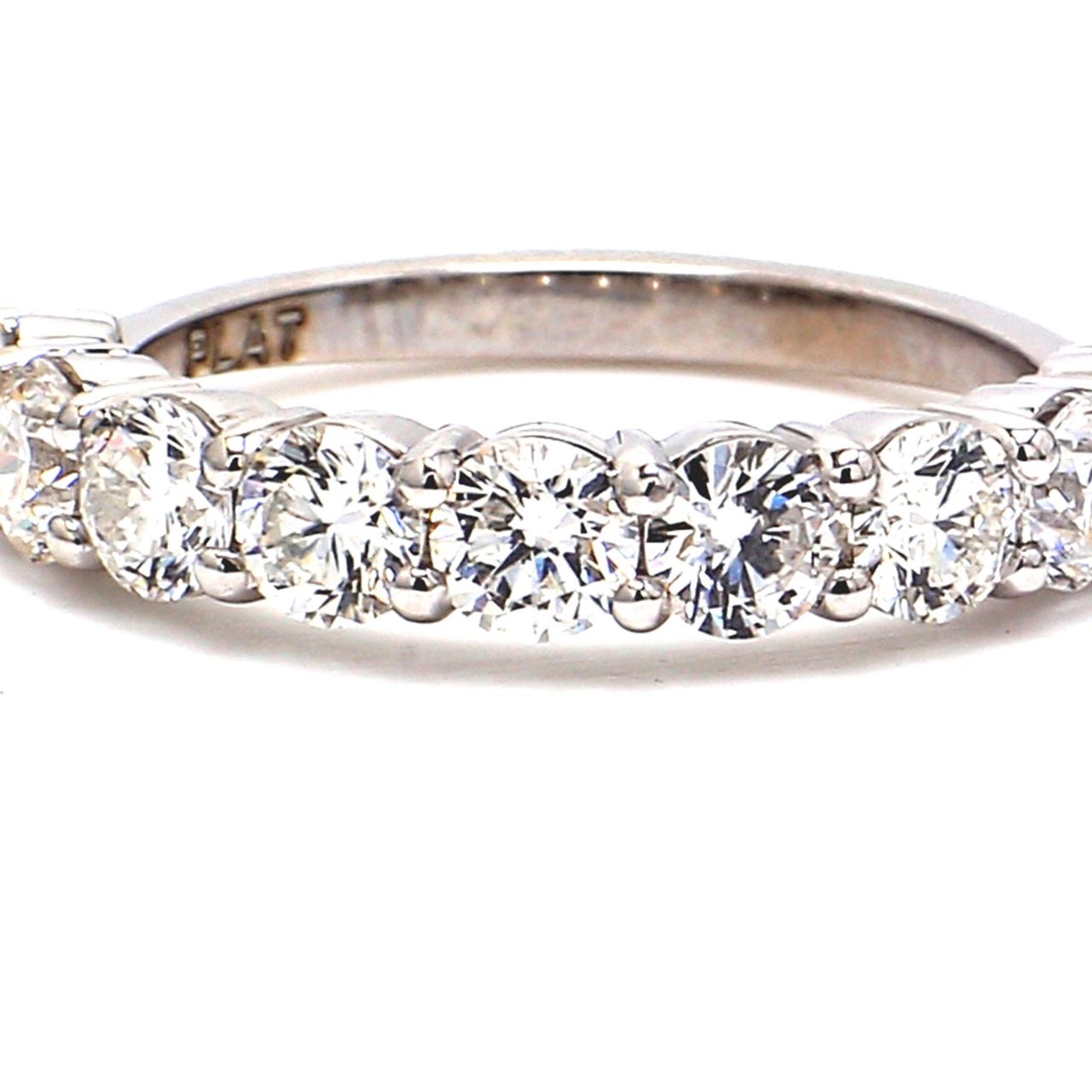 9-stone band in platinum with prong set round diamonds.  D1.61ct.t.w.  Size 6