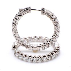 1' Inside out hoop earrings with U-prong set (42) round diamonds & with special spring lock.  D2.14ct.t.w.