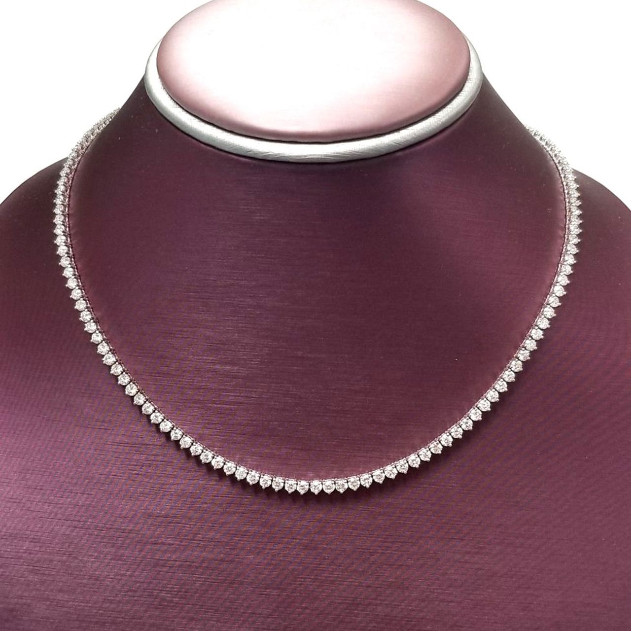 16.5' Tennis necklace in 18K WG with 3-prong set (136) round diamonds.  D11.08ct.t.w.