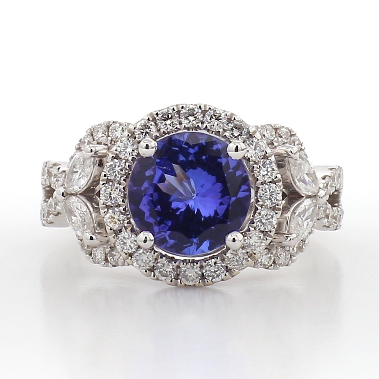 Tanzanite and Diamond Halo Ring