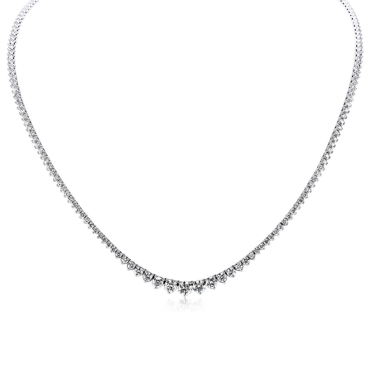 18' Tennis necklace with 3-prong set (187) round diamonds.  D8.96ct.t.w.