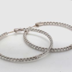 1.80' Inside out hoop earrings with U-prong set (100) round diamonds.  D3.10ct.t.w.