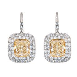 Fancy Yellow Diamond Drop Earrings
