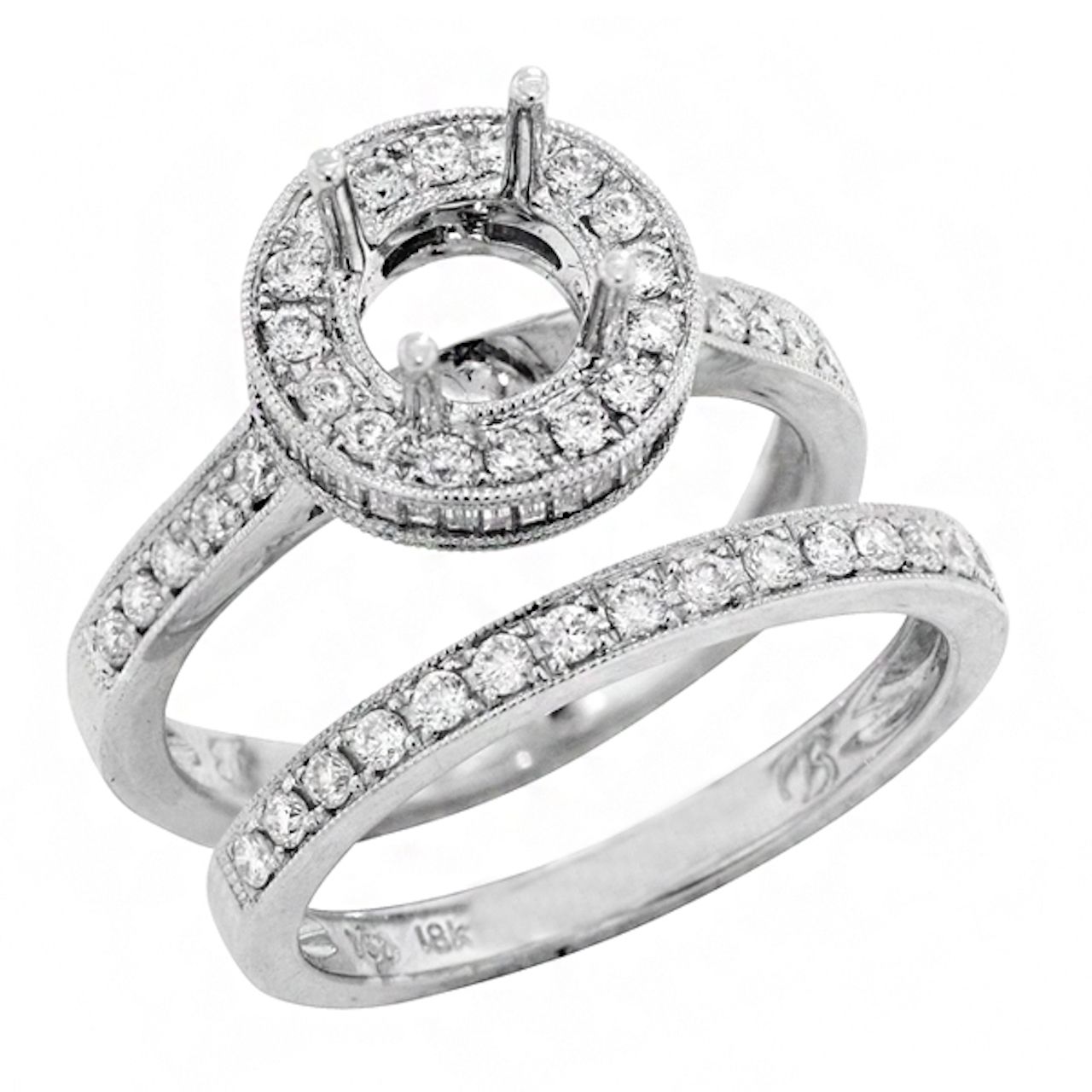 Halo Diamond Semi-Mount Ring Set