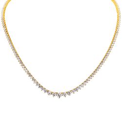 18' Graduated tennis necklace in 18K YG with 3-prong basket set (170) round diamonds.  D13.79ct.t.w.