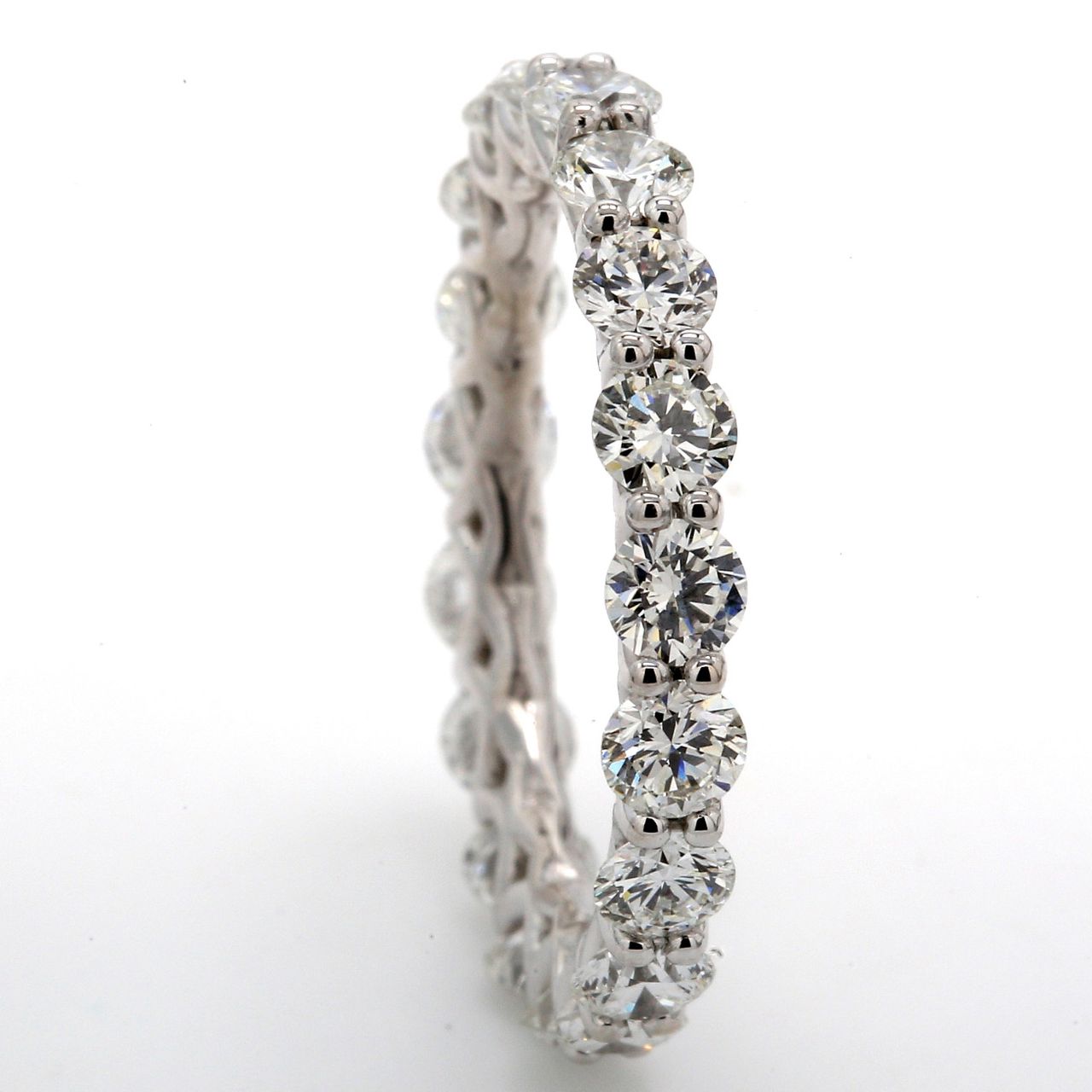 Eternity band in platinum with U-prong set (19) round diamonds.  D2.48ct.t.w.