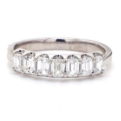 7-stone band in platinum with U-prong set emerald cut diamonds.  D0.87ct.t.w.