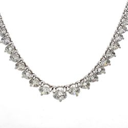 16' Graduated tennis necklace in 18K WG with 3-prong set round diamonds.  D14.60ct.t.w.