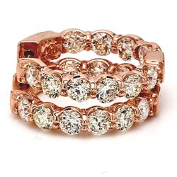 1' Inside out hoop earrings in rose gold with U-prong set (20) round diamonds.  D5.67ct.t.w.