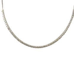 Bolo style necklace with prong set (58) round diamonds.  D4.76ct.t.w.