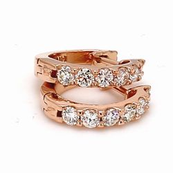Huggy earrings in rose gold with prong set (12) round diamonds.  D0.68ct.t.w.