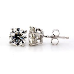 Push back stud earrings with 4-prong set USA certified F-G/SI3 round diamonds.  D2.03ct.t.w.
