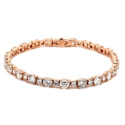 7' Tennis bracelet in 18K RG with prong set alternating sized round diamonds.  D9.83ct.t.w.