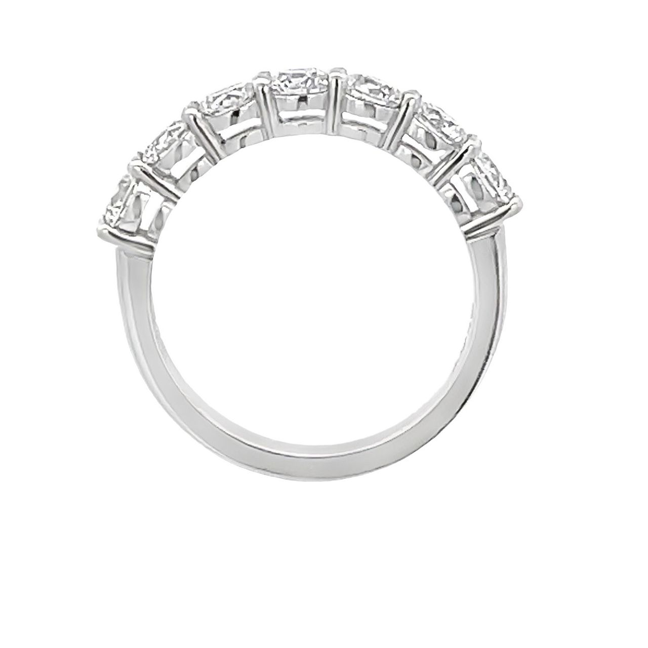 7-stone band in platinum with prong set round diamonds.  D1.28ct.t.w.  Size 5.5