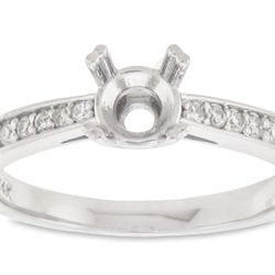 Semi-mount with pave set round diamonds.  D0.15ct.t.w.