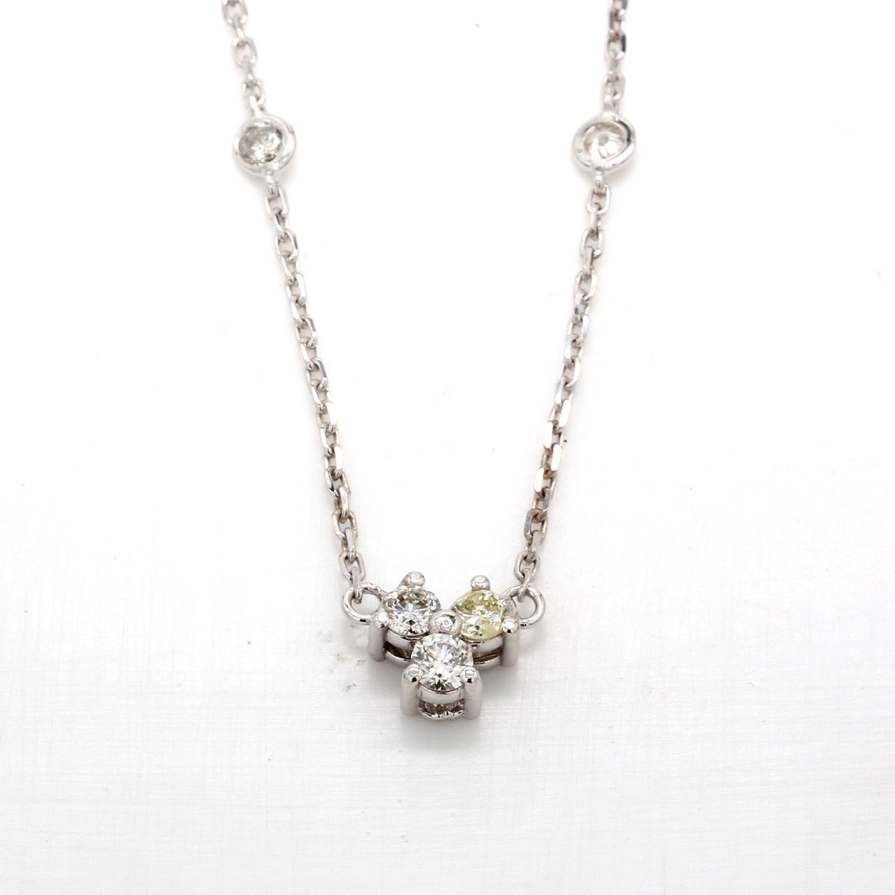 16' Diamonds by the yard necklace with bezel & prong set round diamonds.  D0.51ct.t.w.