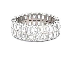 Two-row eternity band in 18K WG with prong set (54) emerald cut diamonds.  D4.97ct.t.w.  Size 5