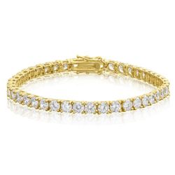 7' Tennis bracelet in yellow gold with 4-prong set (44) round diamonds.  D11.25ct.t.w.