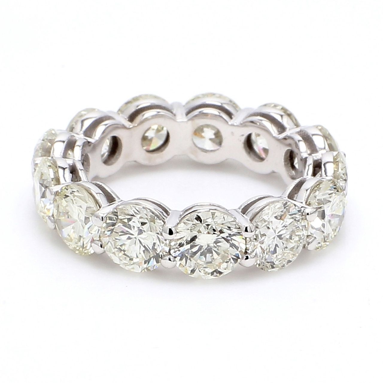 Eternity band with shared prong set round diamonds.  D7.76ct.t.w.