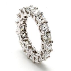 Eternity band with U-prong set (17) cushion cut diamonds.  D3.34ct.t.w.  Size 5.25