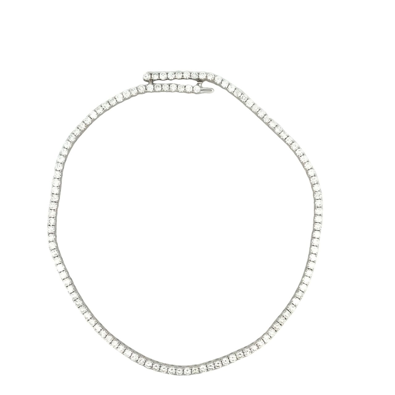 18' Tennis necklace with basket prong set (118) round diamonds.  D25.73ct.t.w.