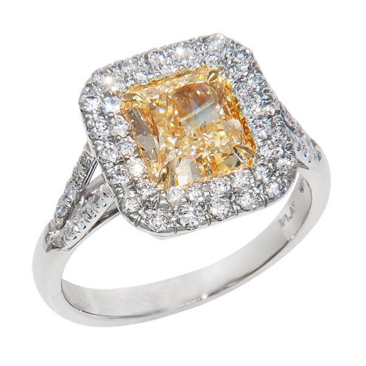 Halo Fancy Yellow Radiant Diamond Ring