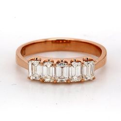 5-stone band in 18K RG with U-prong set emerald cut diamonds.  D1.00ct.t.w.  Size 6