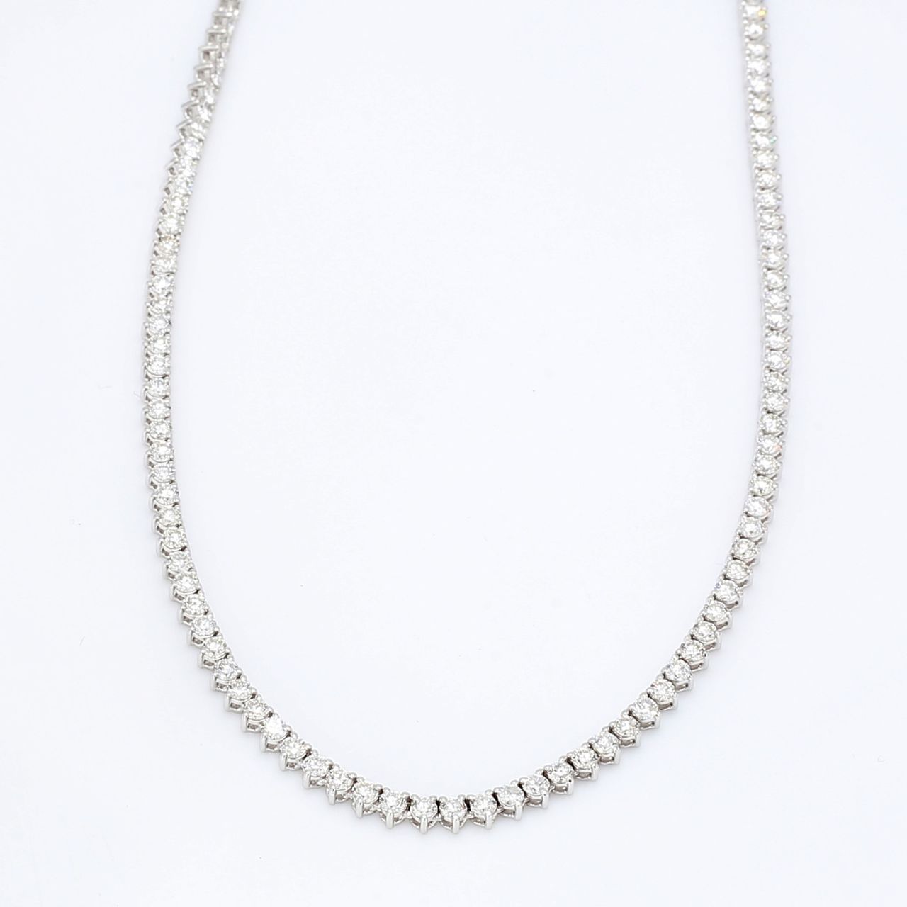 16.5' Straight line tennis necklace with 3-prong set round diamonds.  D6.06ct.t.w.