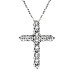 1.25' Cross pendant with prong set (11) round diamonds.  D3.20ct.t.w.