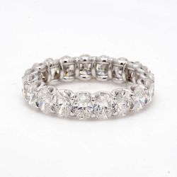 Eternity band with U-prong set (18) oval diamonds.  D3.45ct.t.w.  Size 4.25