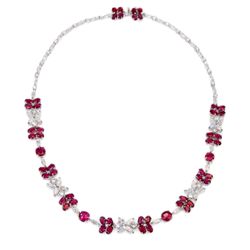 Ruby and Diamond Necklace and Bracelet set