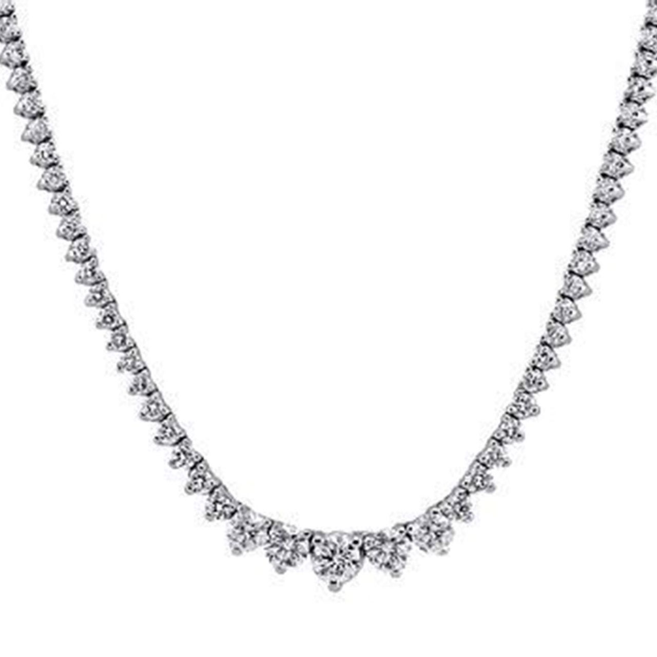 17' Graduated tennis necklace with 3-prong set (158) round diamonds.  D9.30ct.t.w.  (Center 0.37ct.)