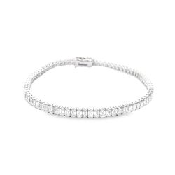 7' Tennis bracelet in 18K WG with basket prong set (80) emerald cut diamonds. D7.72ct.t.w.