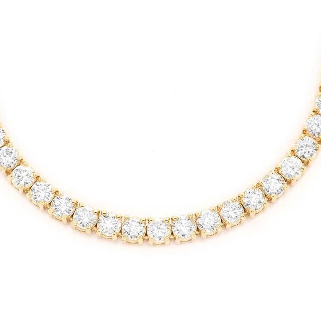 17' Tennis necklace in 14K YG with 4-prong set (230) round diamonds.  D4.86ct.t.w.