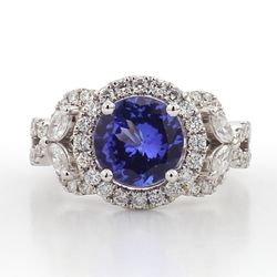 Tanzanite and Diamond Halo Ring