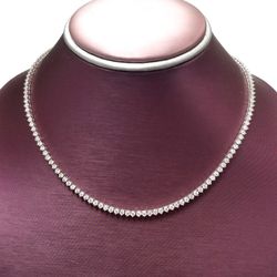16.5' Tennis necklace in 18K WG with 3-prong set (136) round diamonds.  D11.08ct.t.w.