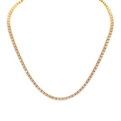 17' Tennis necklace in yellow gold with basket illusion set (111) round diamonds.  D9.38ct.t.w.
