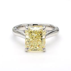 Radiant Cut Diamond Platinum Ring 5.51 CT W-X SI1