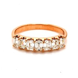7-stone band in 1K RG with U-prong set emerald cut diamonds.  D1.05ct.t.w.  Size 6.5