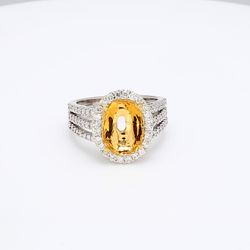 Halo 3-row shank semi-mount with french pave set round diamonds.  D0.73ct.t.w.
