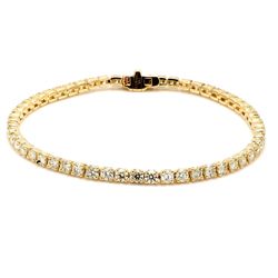 7' Tennis bracelet in 14K YG with 4-prong set round diamonds.  D5.22ct.t.w.