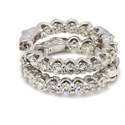 1' Inside out hoop earrings with U-prong set (28) round diamonds.  D3.55ct.t.w.