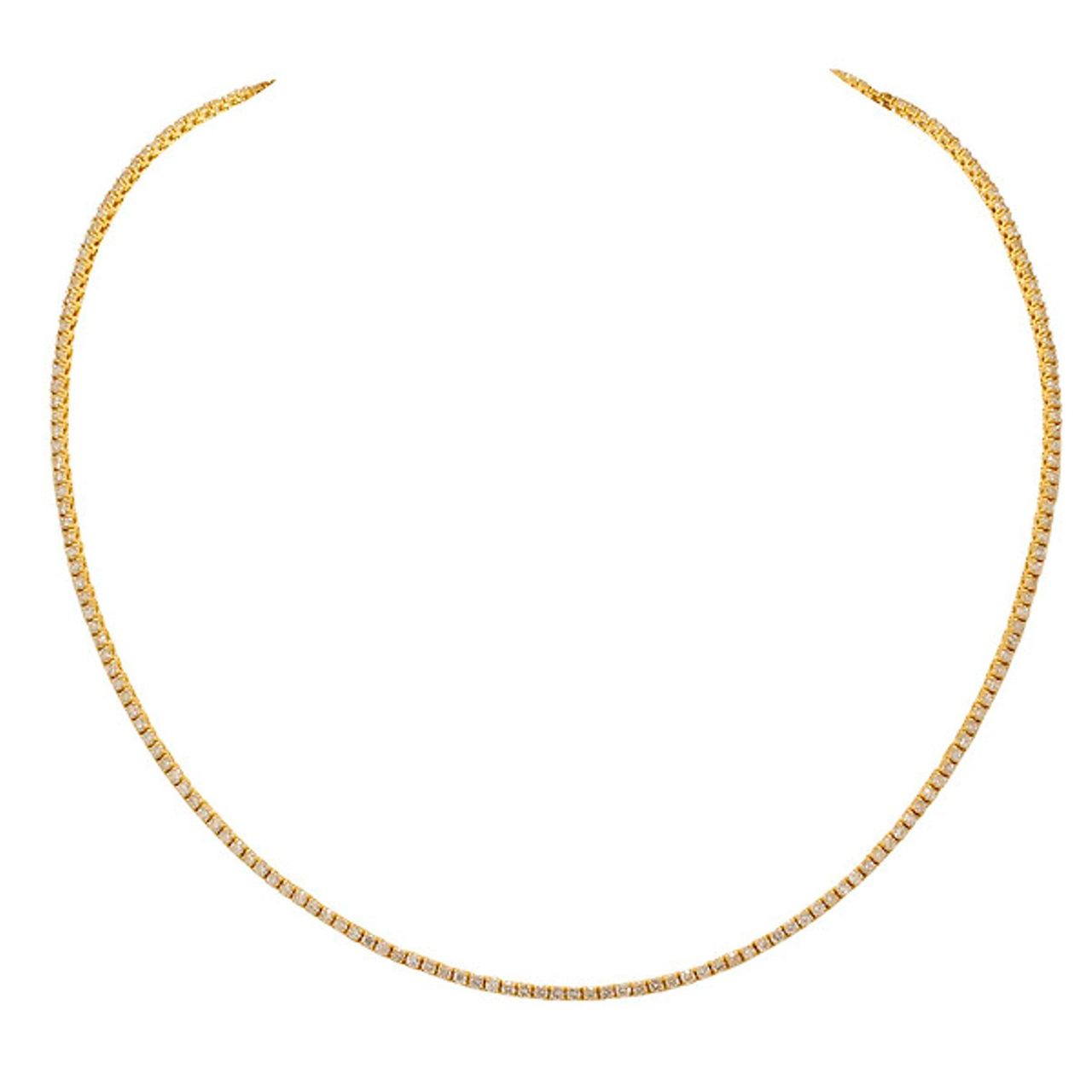 18' Tennis necklace in 14K YG with 4-prong set round diamonds.  D4.54ct.t.w.