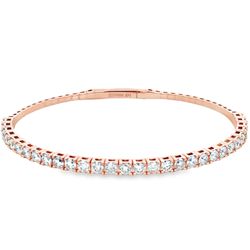 6.5' Light weight flexible oval shaped bangle in rose gold with prong set round diamonds.  D2.50ct.t.w.