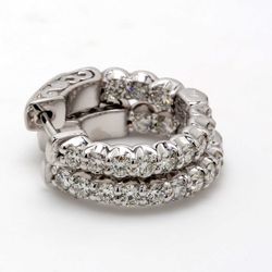 0.5'  Inside out hoop earrings with prong set (24) round diamonds & with special spring lock.  D1.02ct.t.w.