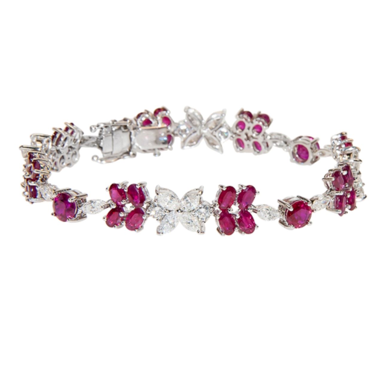 Ruby and Diamond Necklace and Bracelet set