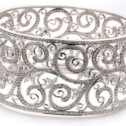 1.5' Wide designer bangle with marquise & round diamonds.  D13.81ct.t.w.