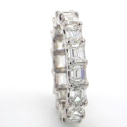 Eternity band in 18K WG with U-prong set (16) emerald cut diamonds.  D4.12ct.t.w.  Size 5.75