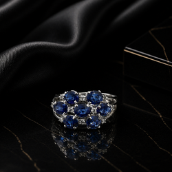 14k WHITE GOLD, 3.25 CTS SAPPHIRE RING  
